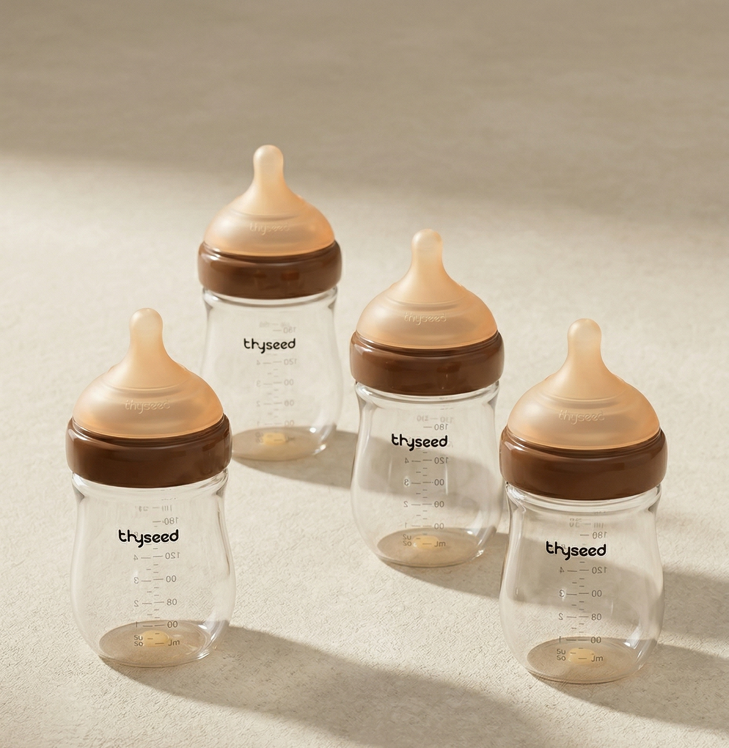 THYSEED NATURAL ANTI-COLIC GLASS BABY BOTTLE (2-3 MONTHS) - 160ml