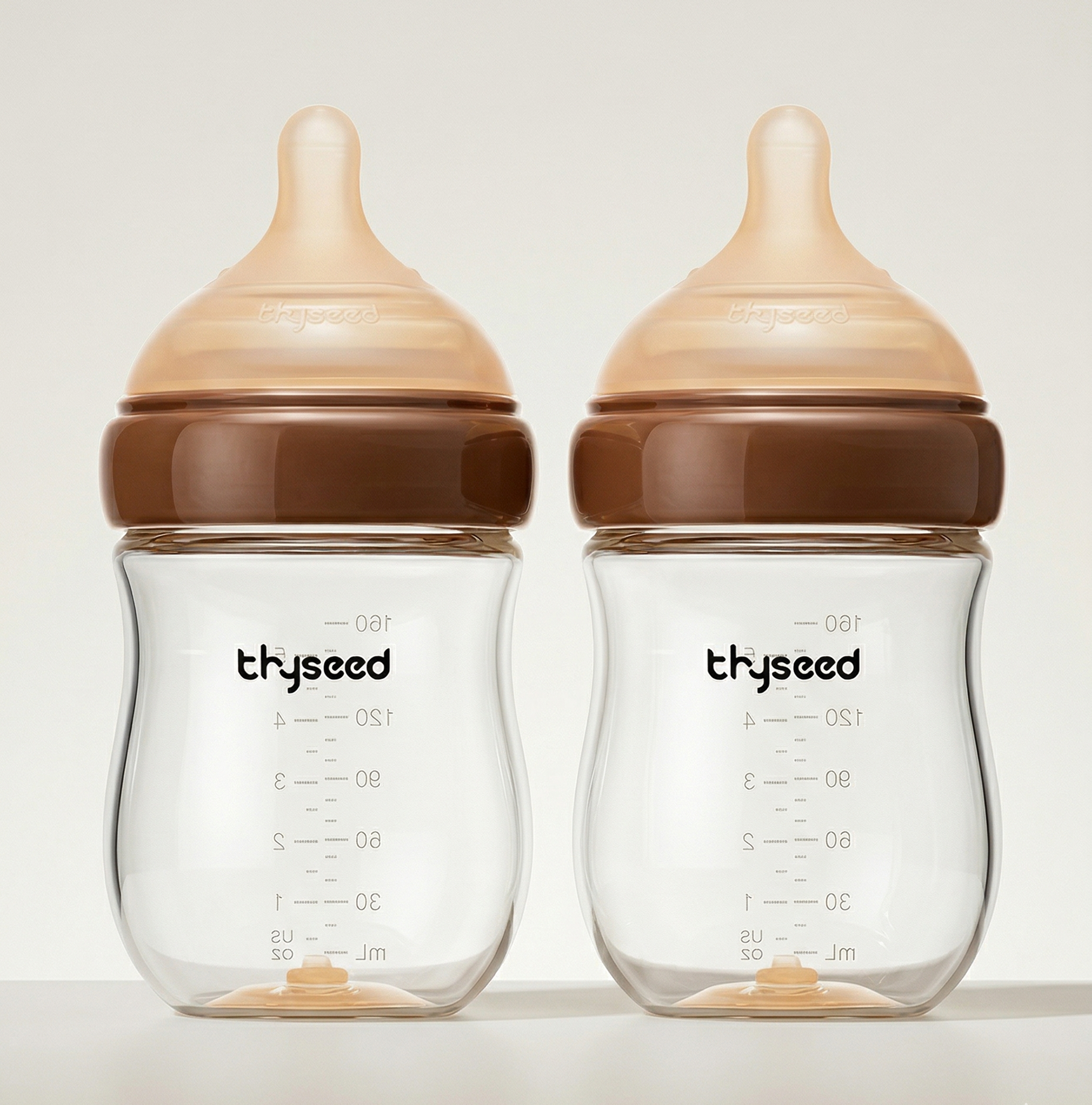 Thyseed Natural Anti-colic Glass Baby Bottle (2-3 Months) - 160ML