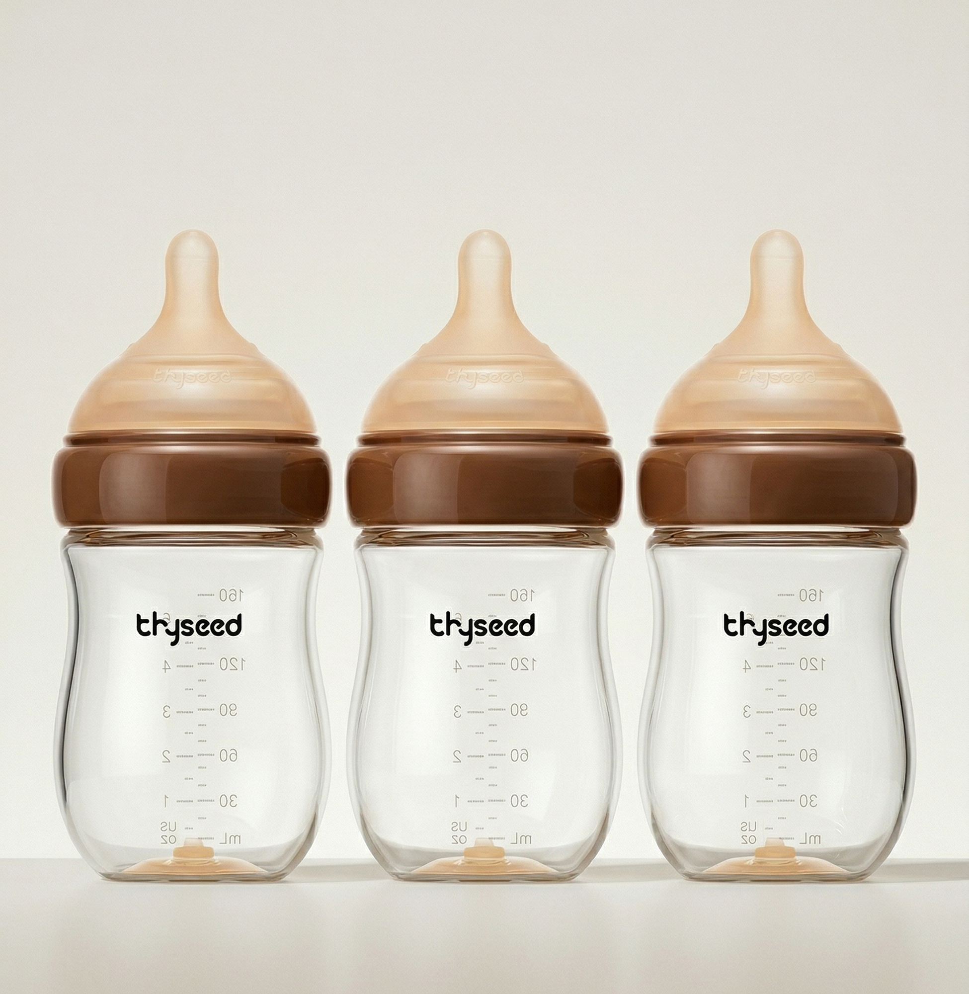 Thyseed Natural Anti-colic Glass Baby Bottle (2-3 Months) - 160ML