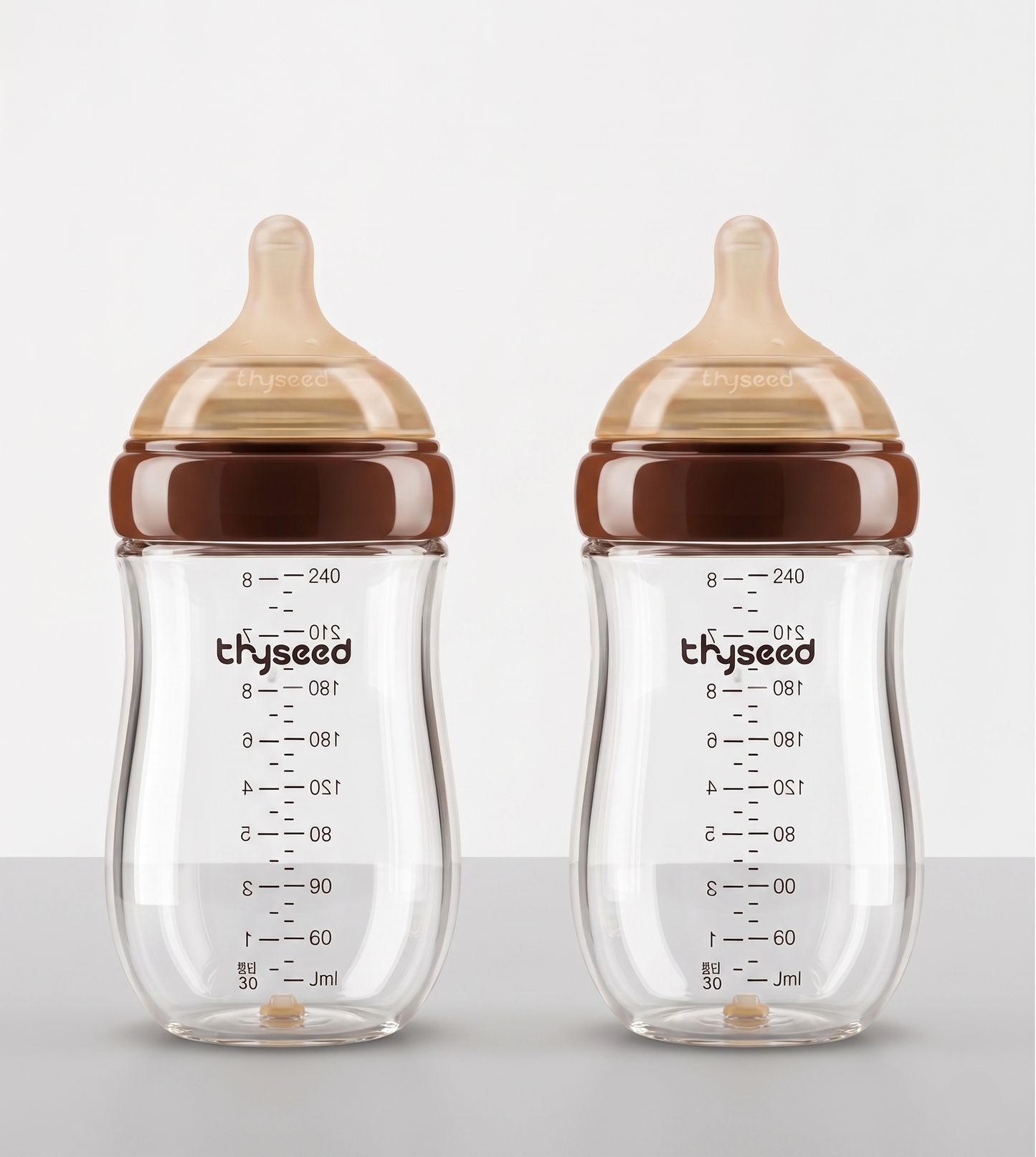 THYSEED NATURAL ANTI-COLIC GLASS BABY BOTTLE (3-6 MONTHS) - 240ml