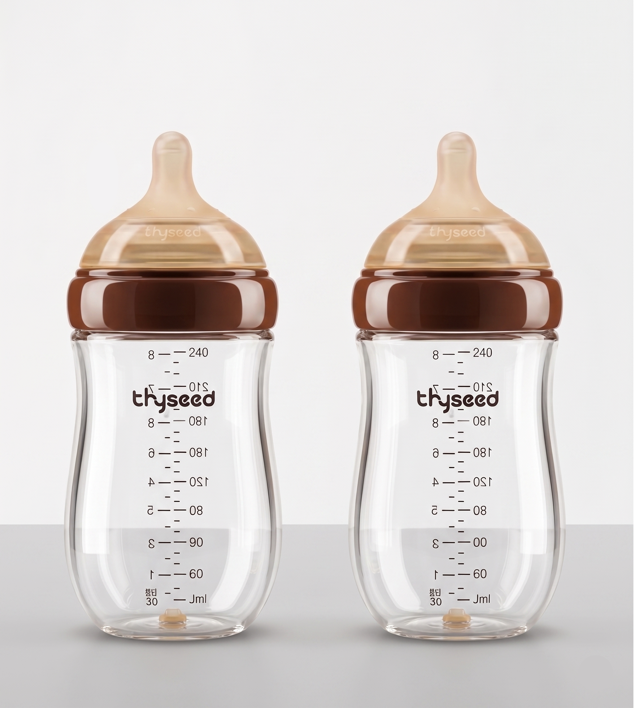 Thyseed Natural Anti-colic Glass Baby Bottle (3-6 Months) - 240ML