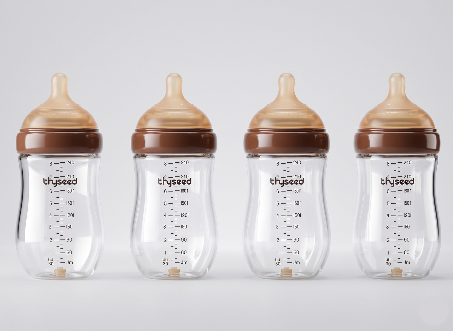 THYSEED NATURAL ANTI-COLIC GLASS BABY BOTTLE (3-6 MONTHS) - 240ml