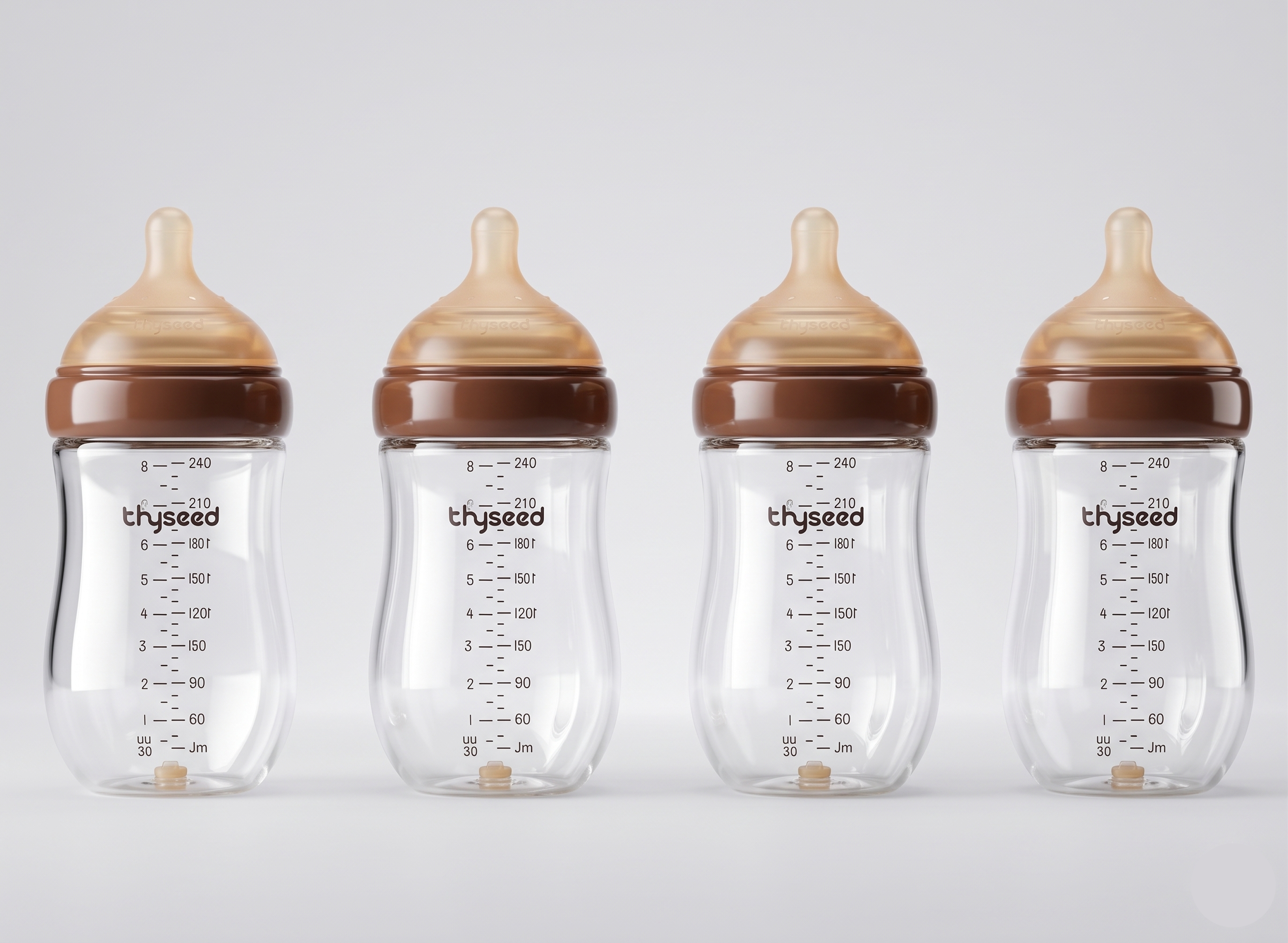 Thyseed Natural Anti-colic Glass Baby Bottle (3-6 Months) - 240ML