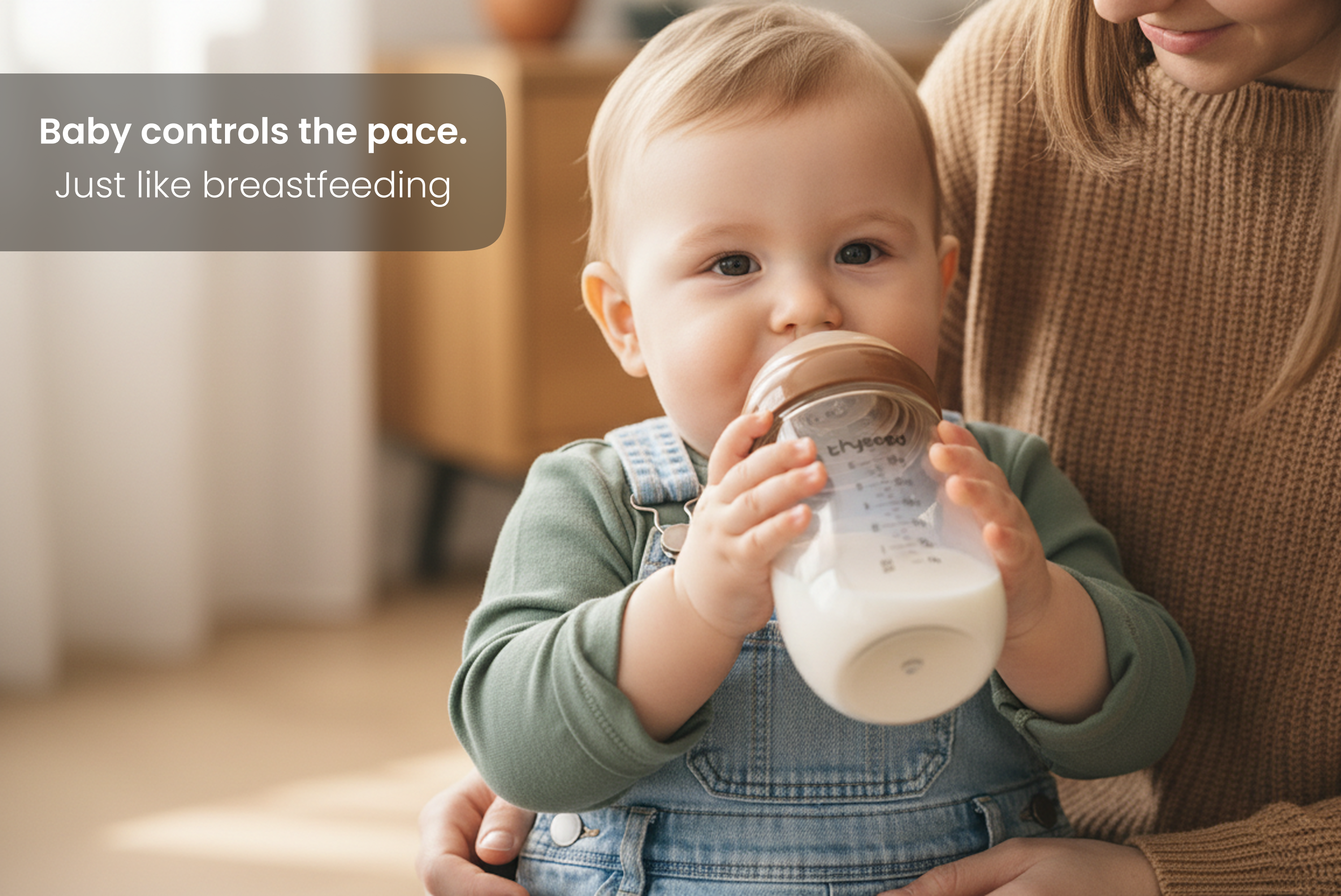 Thyseed Natural Anti-colic Glass Baby Bottle (3-6 Months) - 240ML