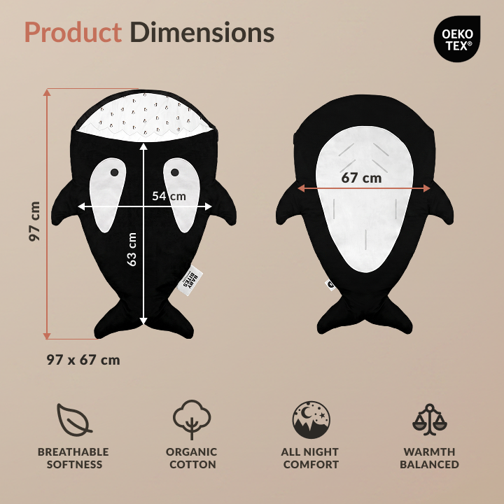 Baby Bites Orca Baby Sleeping Bag - Black