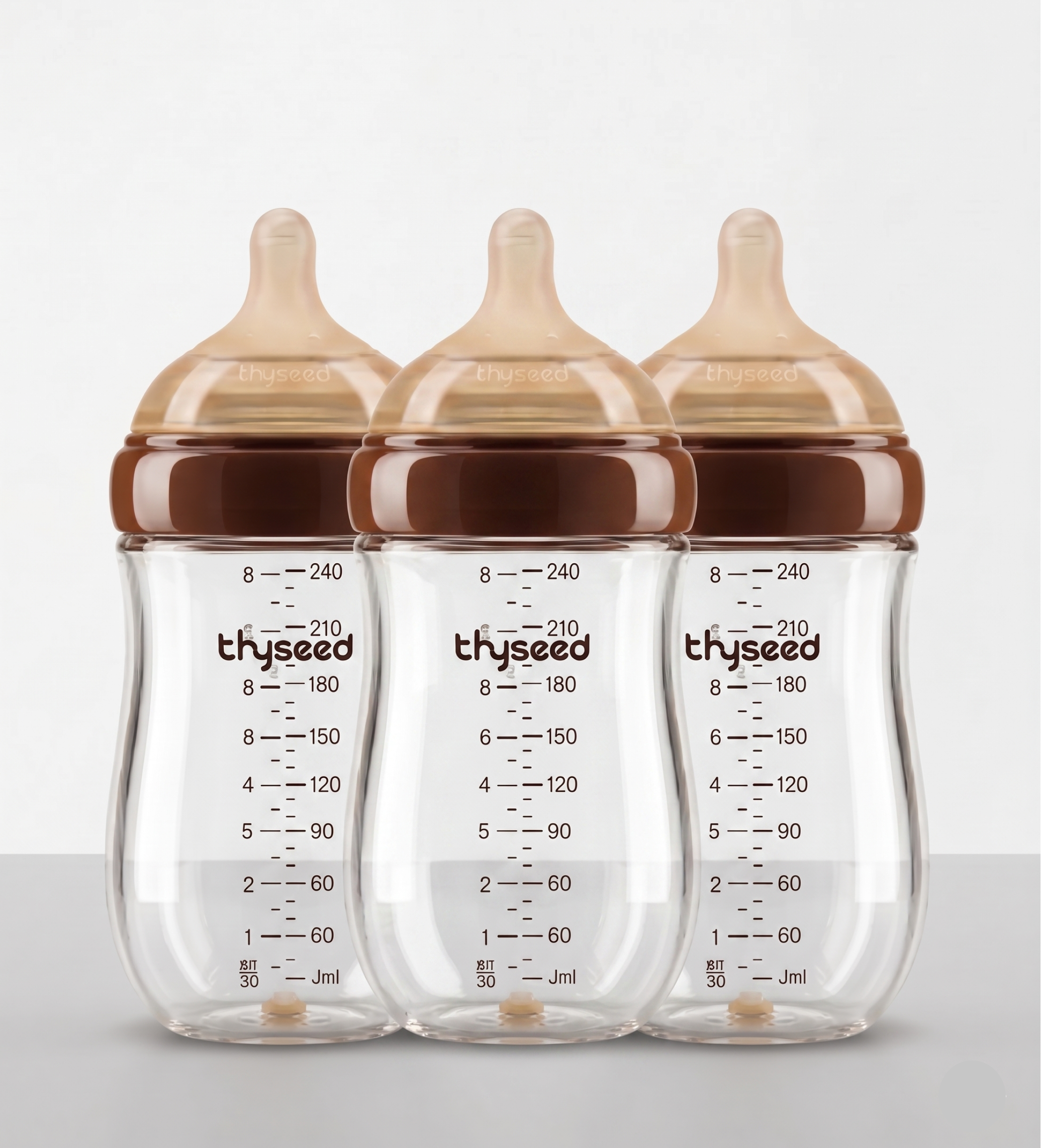 Thyseed Natural Anti-colic Glass Baby Bottle (3-6 Months) - 240ML