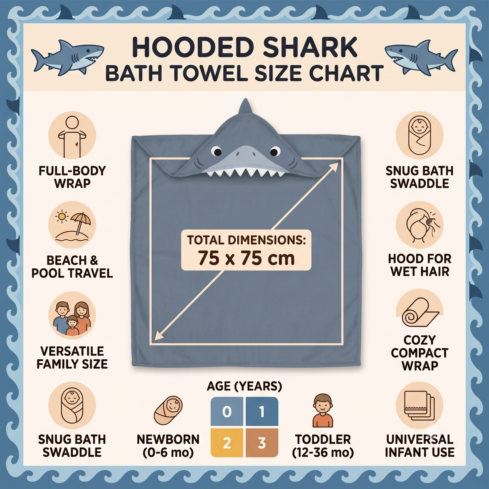 Baby Bites Baby Towel Cape Sharp