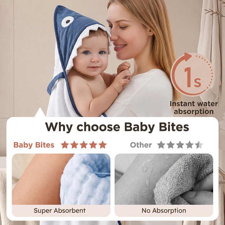Baby Bites Baby Towel Cape Sharp
