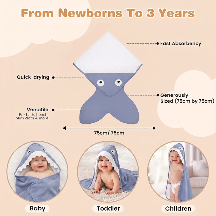Baby Bites Baby Towel Cape Sharp