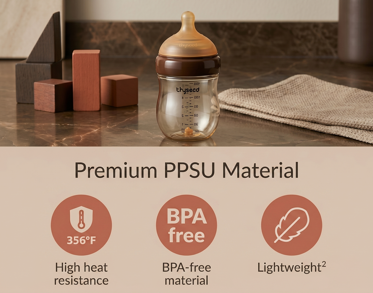 Thyseed PPSU Anti Colic Baby Bottle - (0-1 Months)