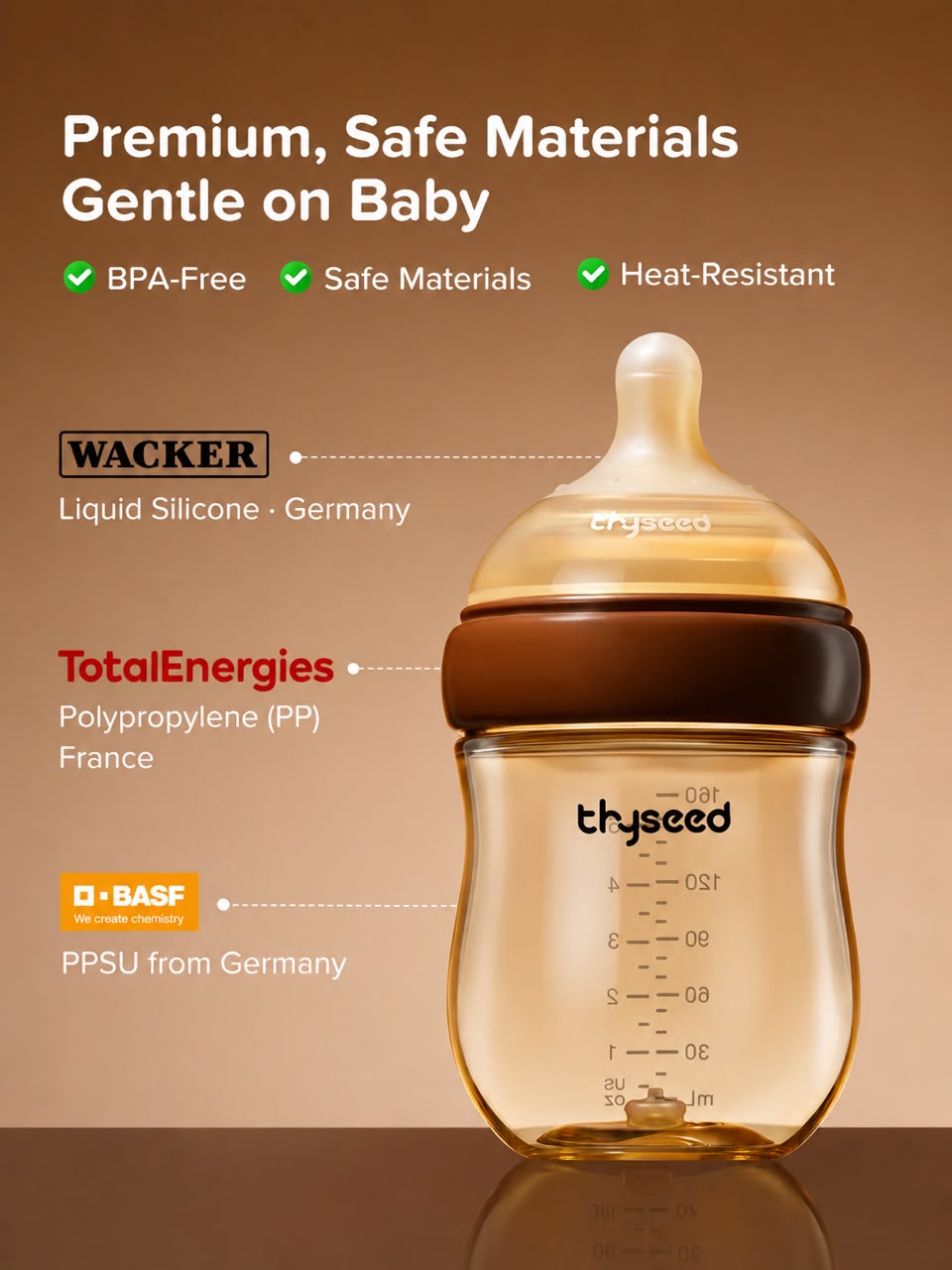 Thyseed PPSU Anti Colic Baby Bottle - (0-1 Months)