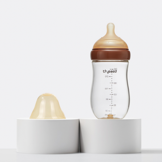 THYSEED NATURAL ANTI-COLIC GLASS BABY BOTTLE (3-6 MONTHS) - 240ml